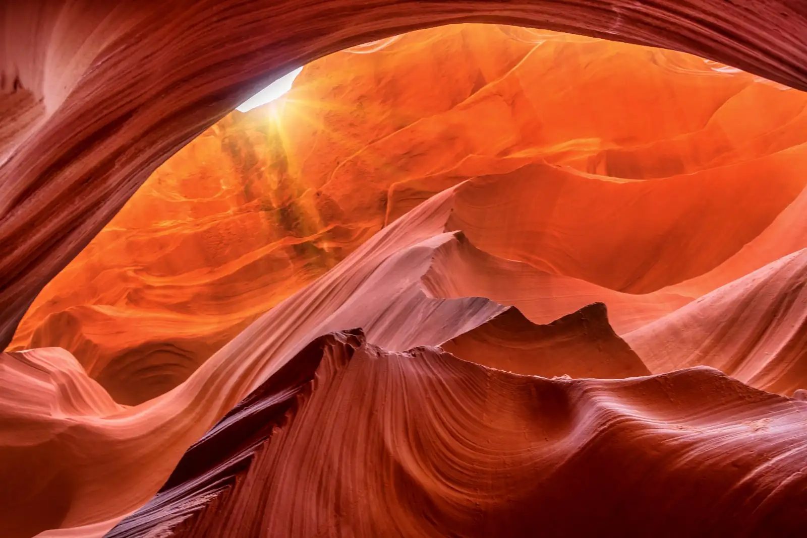 Sculpted sandstone walls inside Lower Antelope Canyon