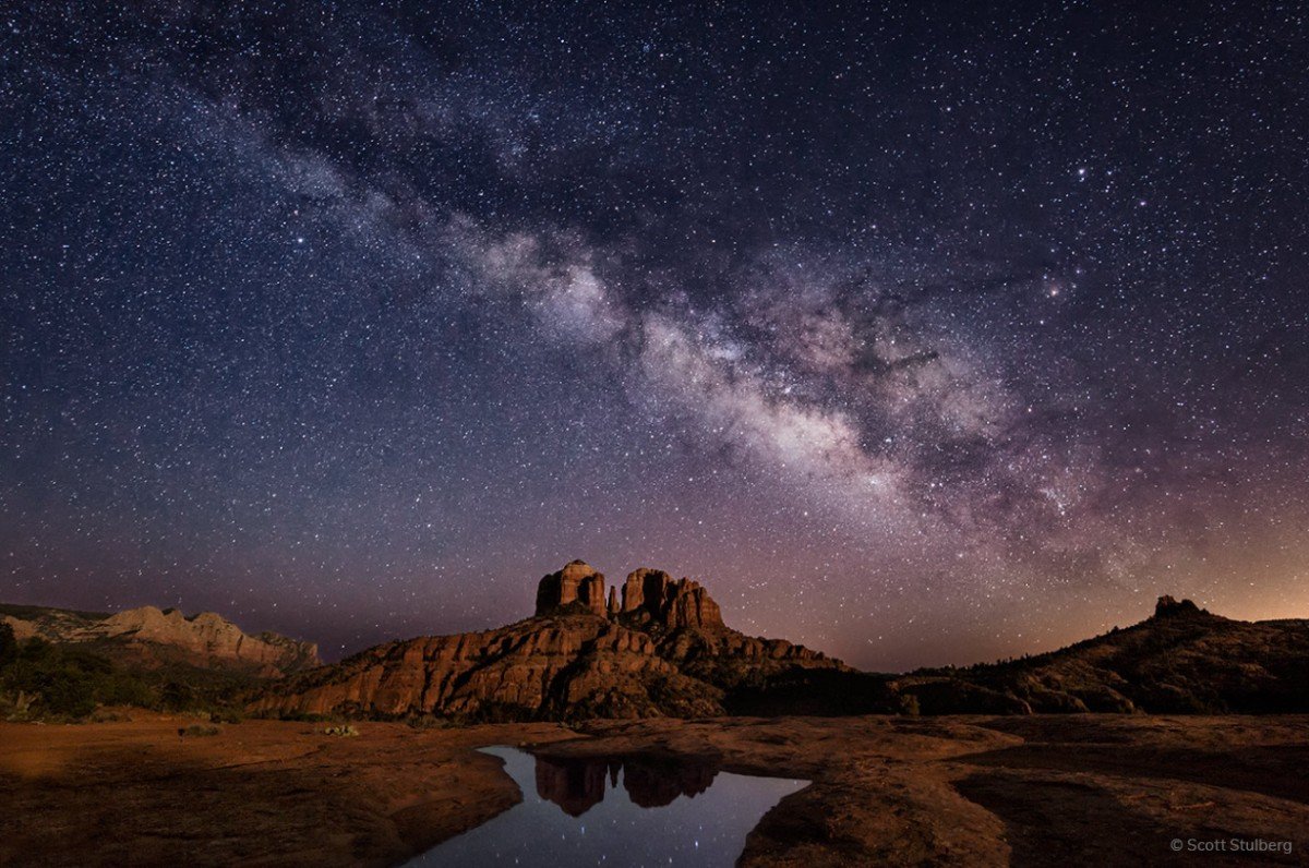 The Milky Way rising over Cathedral Rock in Sedona