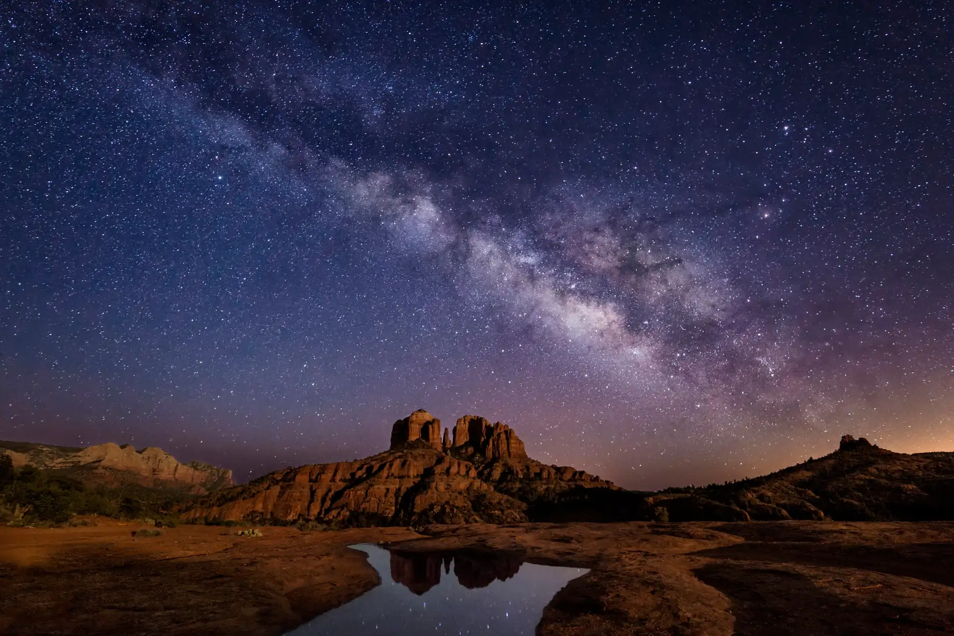 The Milky Way rising over Cathedral Rock in Sedona
